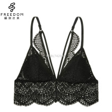 Crochet dentelle V cou plongée longue ligne bralette a bralette de dentelle de conception créative retour